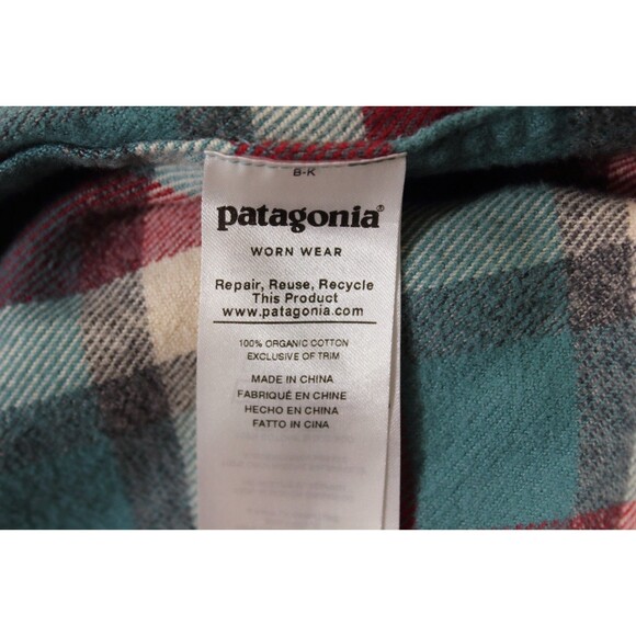 Patagonia Fjord Flannel Red Long Sleeve Button Up Outdoors Pockets Men’s L - Picture 9 of 9
